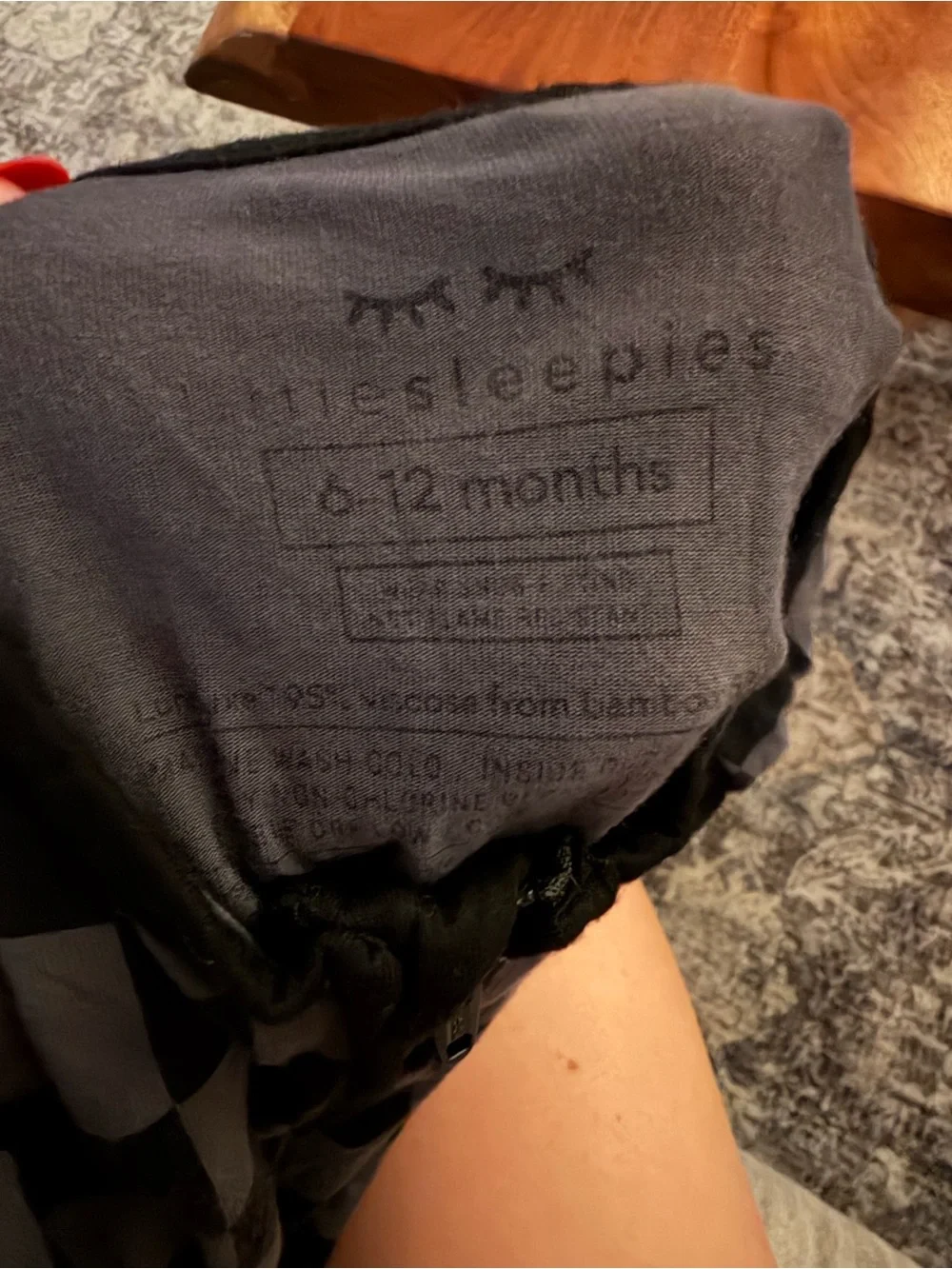 Little Sleepies Black & Gray Checkered Zip One-Piece Pajamas 6-12 months